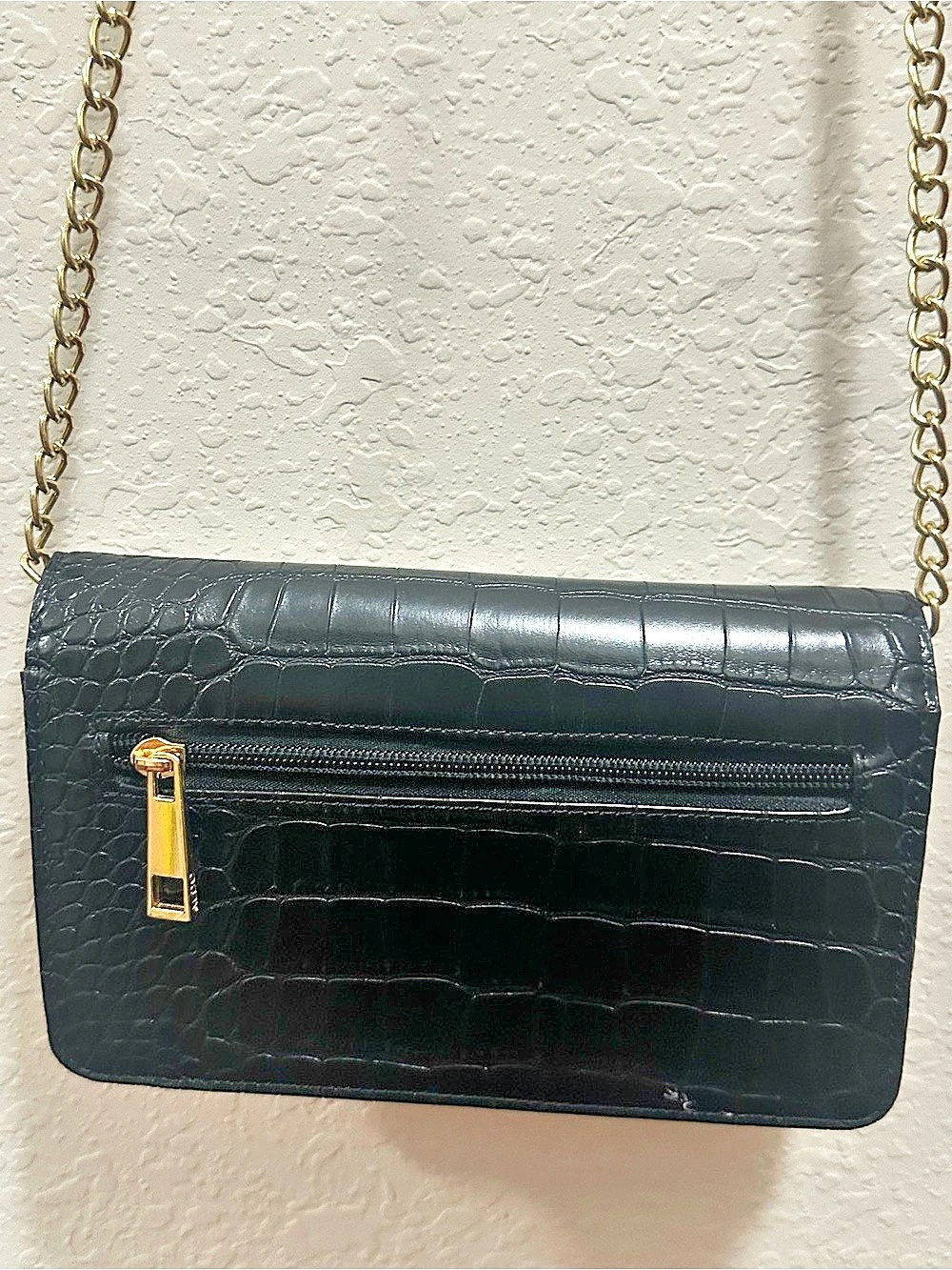 ALDO Black Crocodile-Embossed Crossbody Bag